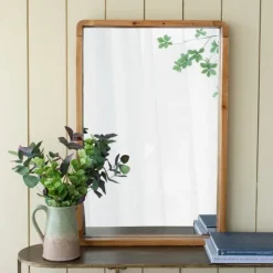 Decorative Mirrors-Kirkland's Home Rectangle Light Brown Wood Wall Mirror