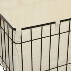 Baskets & Boxes-Kirkland's Home Rectangular Black Rolling Storage Cart Black/Ivory
