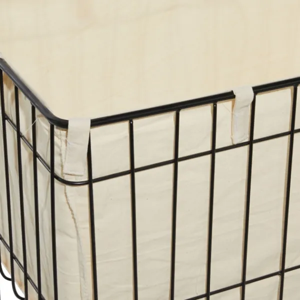 Baskets & Boxes-Kirkland's Home Rectangular Black Rolling Storage Cart Black/Ivory