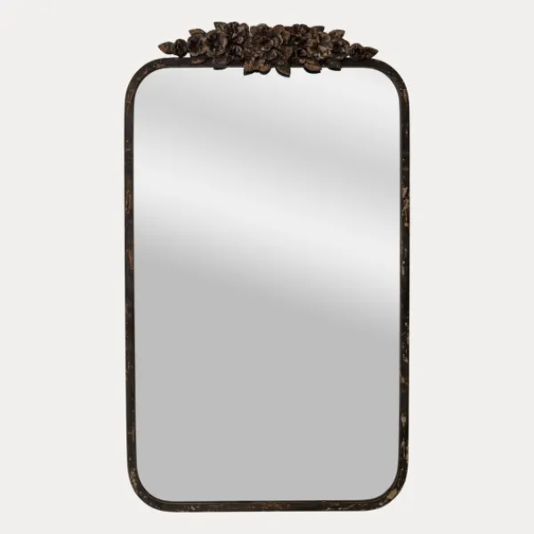 Decorative Mirrors-Kirkland's Home Rectangular Metal Flower Crest Wall Mirror