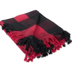 Blankets & Throws-Kirkland's Home Red And Black Buffalo Check Throw Red/Black