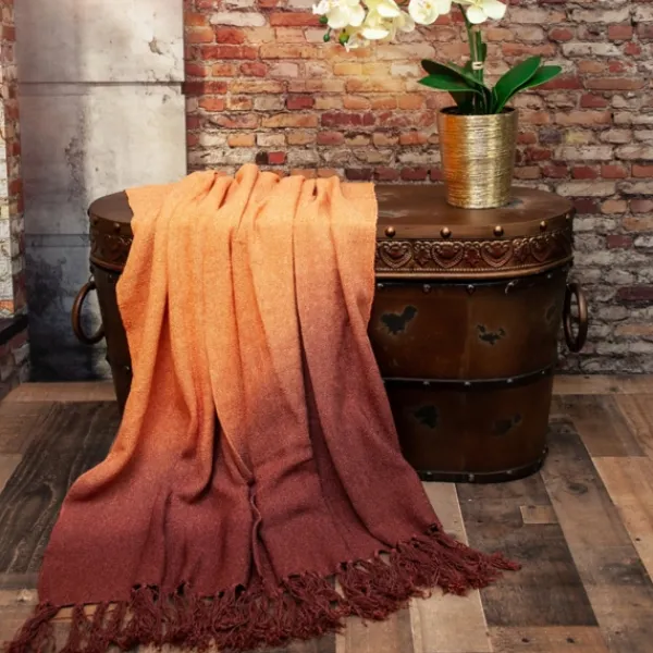 Blankets & Throws-Kirkland's Home Red And Orange Ombre Fringed Throw Red/Orange