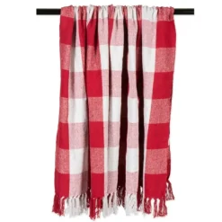Blankets & Throws-Kirkland's Home Red And White Buffalo Check Throw Red/White