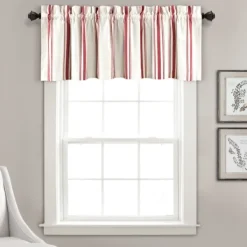 Curtains & Drapes-Kirkland's Home Red And White Farmhouse Stripe Valance White/Red