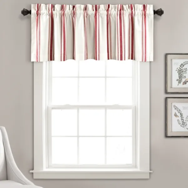 Curtains & Drapes-Kirkland's Home Red And White Farmhouse Stripe Valance White/Red