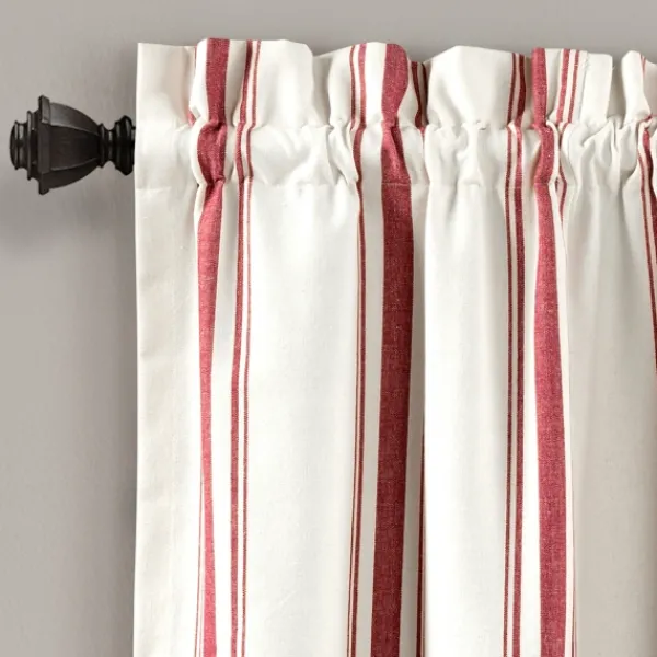Curtains & Drapes-Kirkland's Home Red And White Farmhouse Stripe Valance White/Red