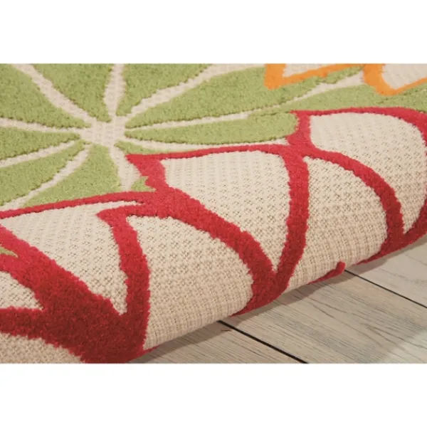 Outdoor Rugs-Kirkland's Home Red Bright Floral Burst Outdoor Area Rug, 5X7 Red/Blue/Orange