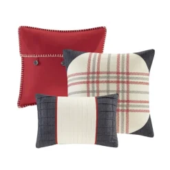 Comforters-Kirkland's Home Red Buffalo Check King 7-Pc. Comforter Set Red/White/Gray