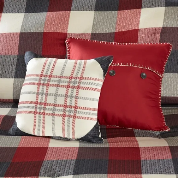 Comforters-Kirkland's Home Red Buffalo Check King 7-Pc. Comforter Set Red/White/Gray
