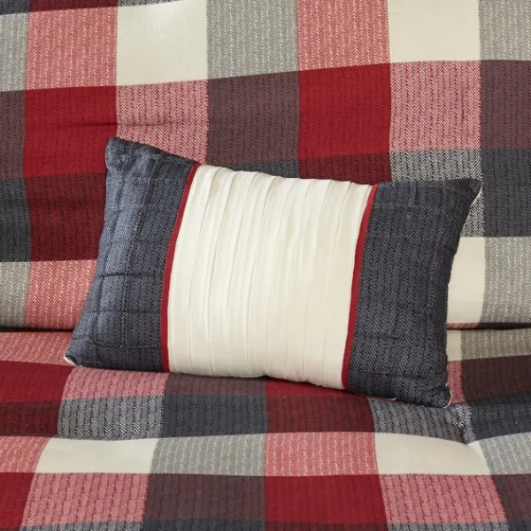 Comforters-Kirkland's Home Red Buffalo Check King 7-Pc. Comforter Set Red/White/Gray