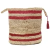 Baskets & Boxes-Kirkland's Home Red Double Stripe Jute Basket With Handles, 19 In. Tan/Red