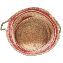 Baskets & Boxes-Kirkland's Home Red Double Stripe Jute Basket With Handles, 19 In. Tan/Red