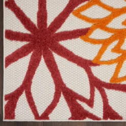 Outdoor Rugs-Kirkland's Home Red Floral Burst Outdoor Area Rug, 7X10 Red/Orange/Green