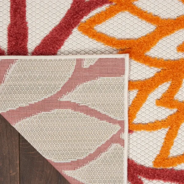 Outdoor Rugs-Kirkland's Home Red Floral Burst Outdoor Area Rug, 7X10 Red/Orange/Green