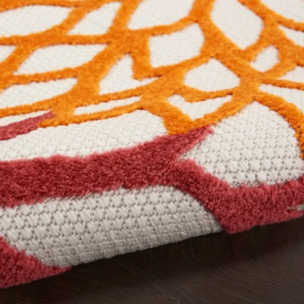 Outdoor Rugs-Kirkland's Home Red Floral Burst Outdoor Area Rug, 7X10 Red/Orange/Green