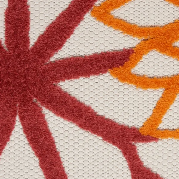 Outdoor Rugs-Kirkland's Home Red Floral Burst Outdoor Area Rug, 5X7 Red/Orange/Green