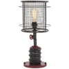 Table Lamps-Kirkland's Home Red Iron Cage Shade Edison Table Lamp Black