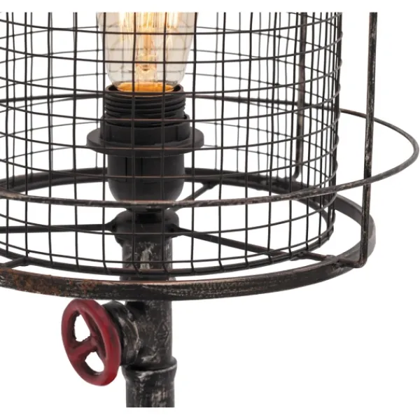 Table Lamps-Kirkland's Home Red Iron Cage Shade Edison Table Lamp Black