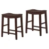 Bar Stools & Counter Height Stools-Kirkland's Home Red Mahogany Saddle Seat Counter Stools, Set Of 2 Brown
