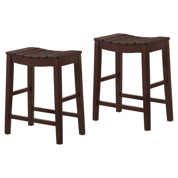 Bar Stools & Counter Height Stools-Kirkland's Home Red Mahogany Saddle Seat Counter Stools, Set Of 2 Brown
