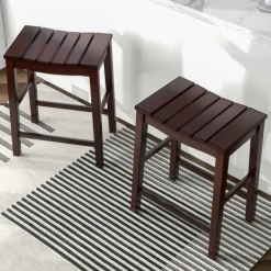 Bar Stools & Counter Height Stools-Kirkland's Home Red Mahogany Saddle Seat Counter Stools, Set Of 2 Brown