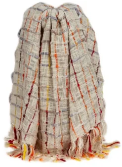 Blankets & Throws-Kirkland's Home Red Primitive Squares Handloomed Throw Blanket Red/Tan/Yellow