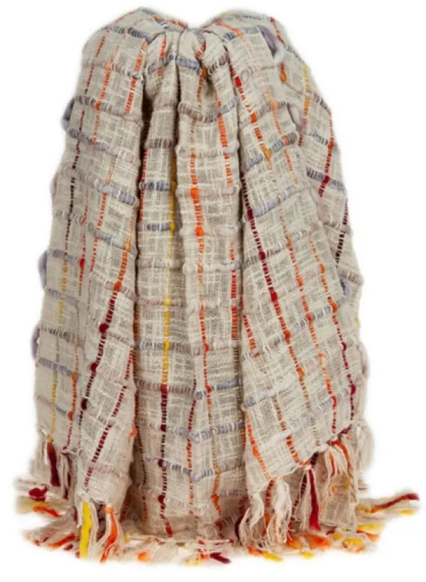 Blankets & Throws-Kirkland's Home Red Primitive Squares Handloomed Throw Blanket Red/Tan/Yellow
