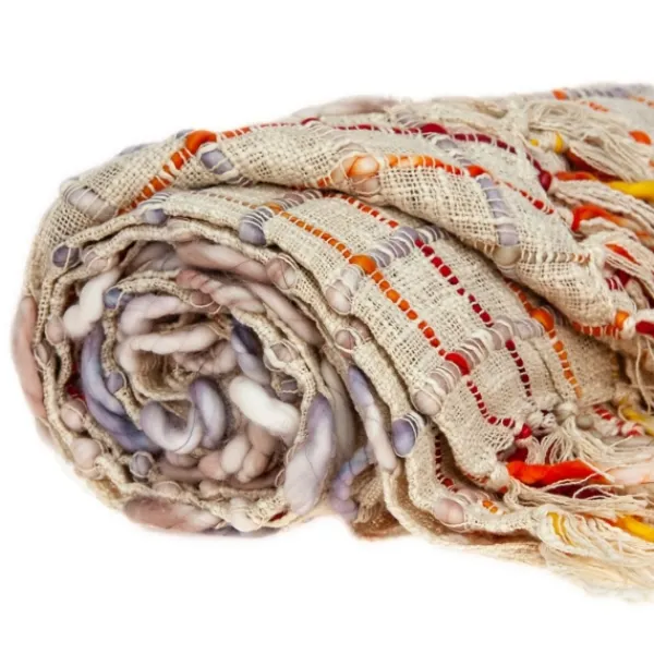 Blankets & Throws-Kirkland's Home Red Primitive Squares Handloomed Throw Blanket Red/Tan/Yellow