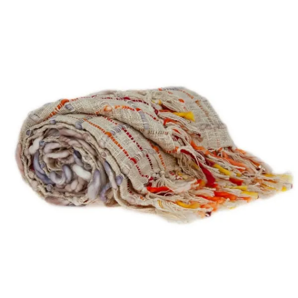 Blankets & Throws-Kirkland's Home Red Primitive Squares Handloomed Throw Blanket Red/Tan/Yellow