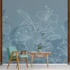 Wall Murals & Wall Decals-Kirkland's Home Regent Gray Floral Peel And Stick Wall Mural Blue