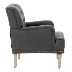 Accent Chairs-Kirkland's Home Reginald Charcoal Button Tufted Armchair Gray