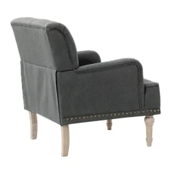 Accent Chairs-Kirkland's Home Reginald Charcoal Button Tufted Armchair Gray