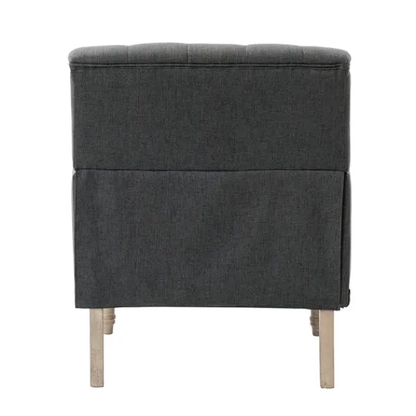 Accent Chairs-Kirkland's Home Reginald Charcoal Button Tufted Armchair Gray