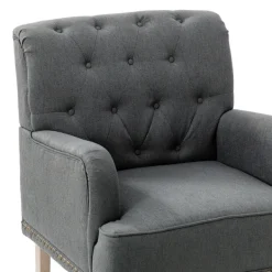 Accent Chairs-Kirkland's Home Reginald Charcoal Button Tufted Armchair Gray