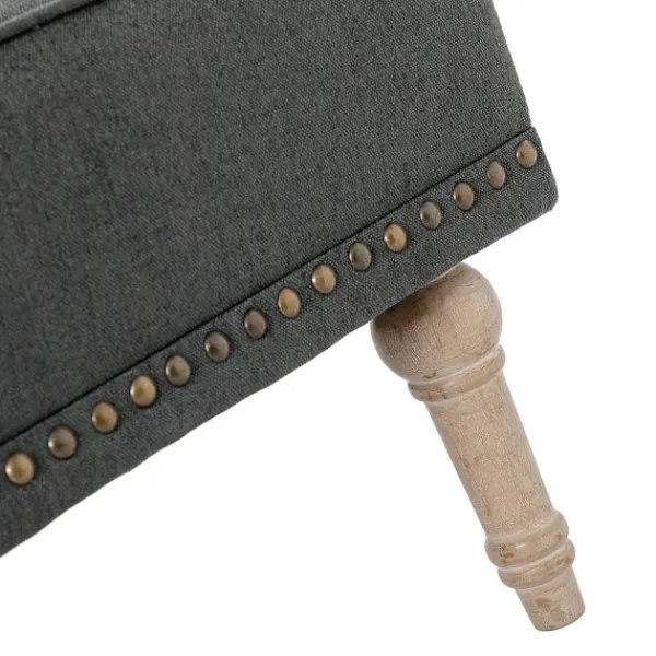 Accent Chairs-Kirkland's Home Reginald Charcoal Button Tufted Armchair Gray