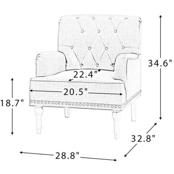 Accent Chairs-Kirkland's Home Reginald Charcoal Button Tufted Armchair Gray