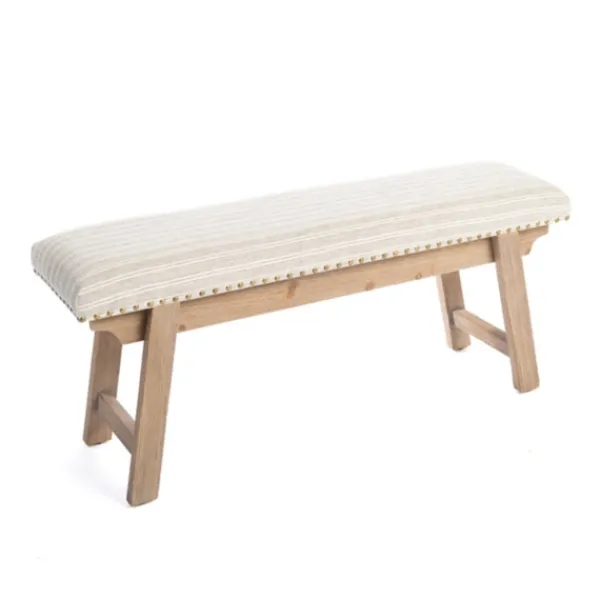 Benches & Ottomans-Kirkland's Home Remi Stripe Upholstered Bench Ivory/Gray