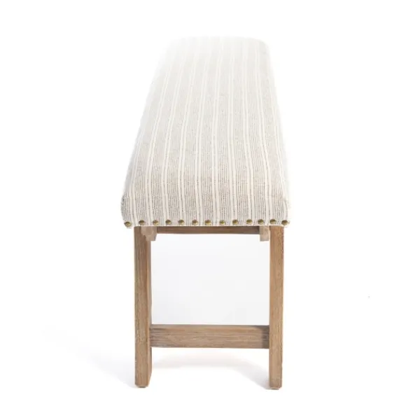Benches & Ottomans-Kirkland's Home Remi Stripe Upholstered Bench Ivory/Gray
