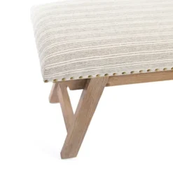 Benches & Ottomans-Kirkland's Home Remi Stripe Upholstered Bench Ivory/Gray