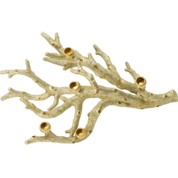 Candle Holders-Kirkland's Home Resin Coral Candle Holder Gold