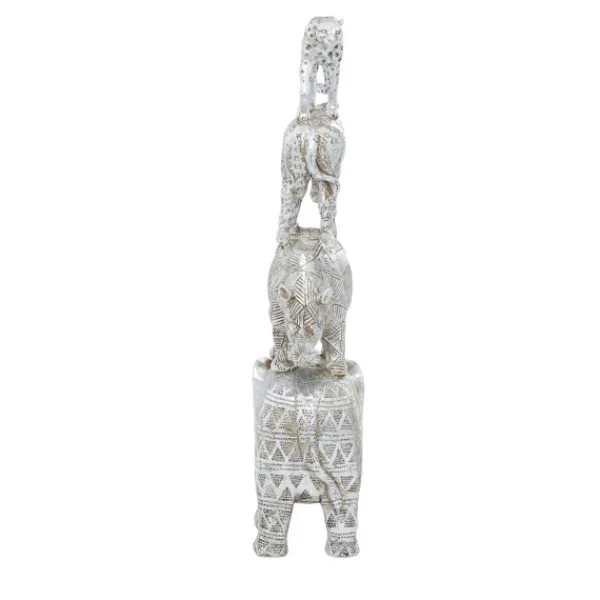 Statues & Figurines-Kirkland's Home Resin Stacked Animals Sculpture Silver