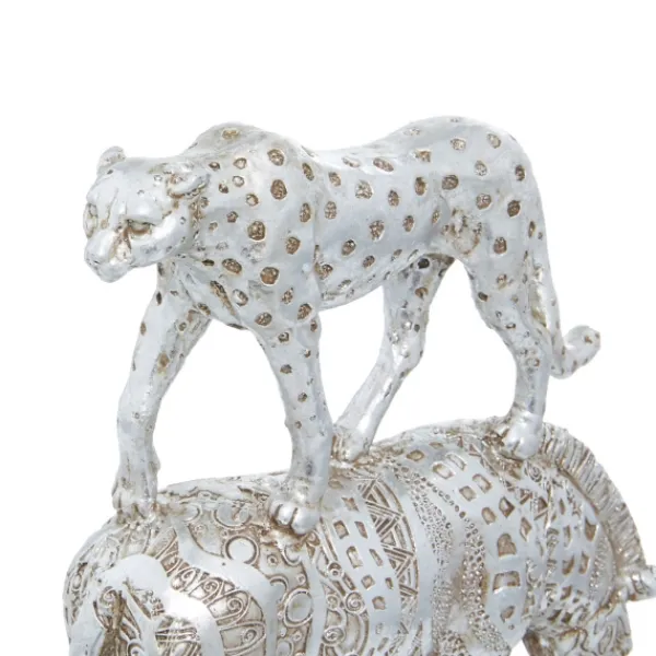 Statues & Figurines-Kirkland's Home Resin Stacked Animals Sculpture Silver