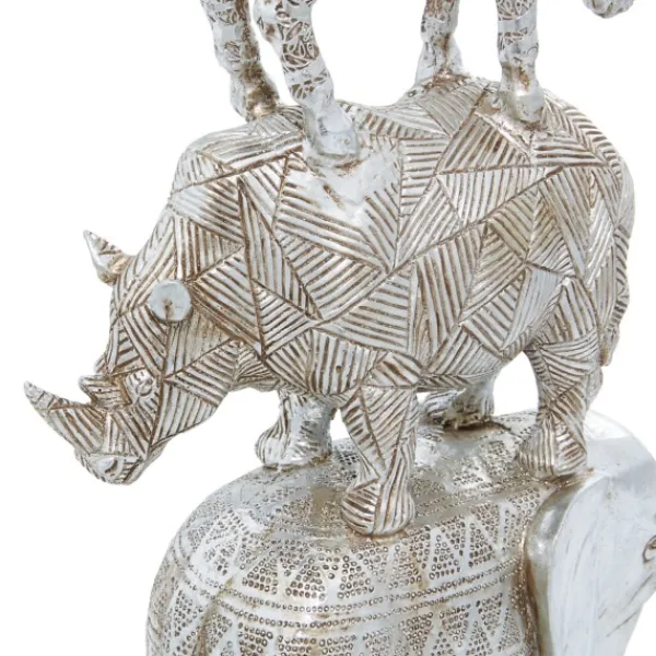 Statues & Figurines-Kirkland's Home Resin Stacked Animals Sculpture Silver