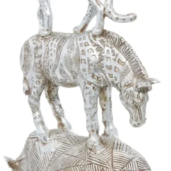 Statues & Figurines-Kirkland's Home Resin Stacked Animals Sculpture Silver