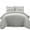 Quilts-Kirkland's Home Reyna Ruffle 3-Pc. Full/Queen Quilt Set Gray