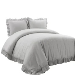 Duvets-Kirkland's Home Reyna Ruffle 3-Pc. Full/Queen Duvet Set Gray