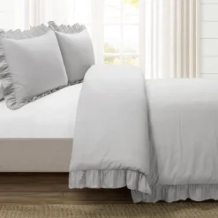 Duvets-Kirkland's Home Reyna Ruffle 3-Pc. King Duvet Set Gray
