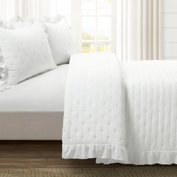 Quilts-Kirkland's Home Reyna Ruffle 3-Pc. King Quilt Set White