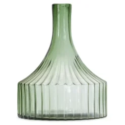 Vases-Kirkland's Home Ribbed Glass Bottle Vase, 10 In. Green