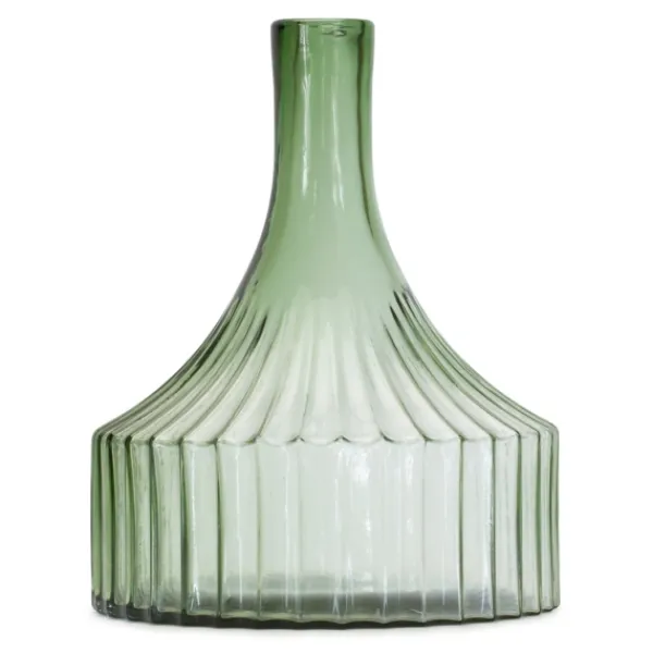 Vases-Kirkland's Home Ribbed Glass Bottle Vase, 10 In. Green